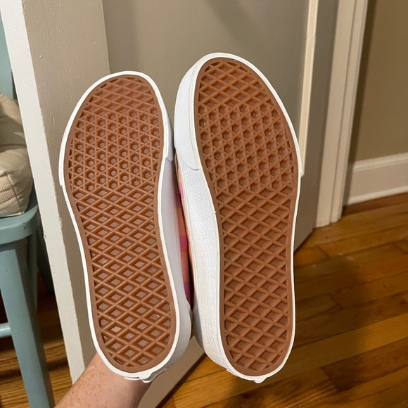 Vans Women's Platform Sneakers - Pink and Yellow Plaid - Picture 7 of 8